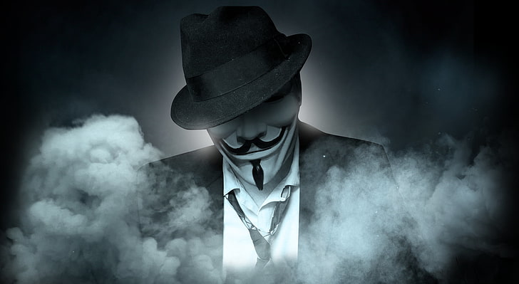 man with hat illustration, Anonymous, HD wallpaper