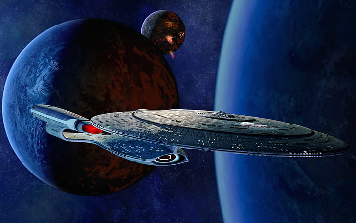 Star Trek, USS Enterprise (spaceship), space, planet, HD wallpaper