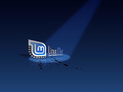 Linux Mint ، شعار Linux Mint باللونين الأزرق والأبيض ، أجهزة الكمبيوتر ، Linux، خلفية HD HD wallpaper