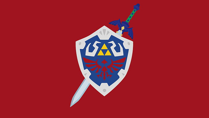 Zelda Shield Sword Triforce Красный мастер-меч Hylian Shield Nintendo HD, видеоигры, красный, меч, Nintendo, Zelda, мастер, щит, Triforce, Hylian, HD обои