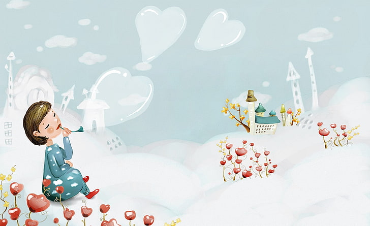Beautiful Winter Landscape 1, girl illustration, Artistic, Drawings, Beautiful, Landscape, Winter, HD wallpaper