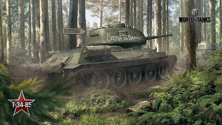 عالم الدبابات ، T-34-85 ، ألعاب الفيديو، خلفية HD