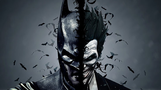Batman ve Joker illüstrasyonu, Batman, Joker, Batman: Arkham Kökenleri, HD masaüstü duvar kağıdı HD wallpaper