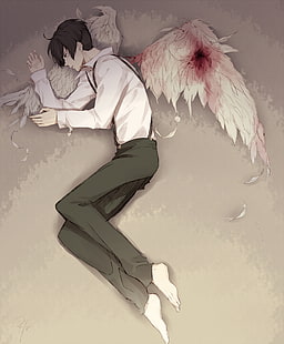 91 days, avilio bruno, wings, fallen angel, Anime, HD wallpaper HD wallpaper