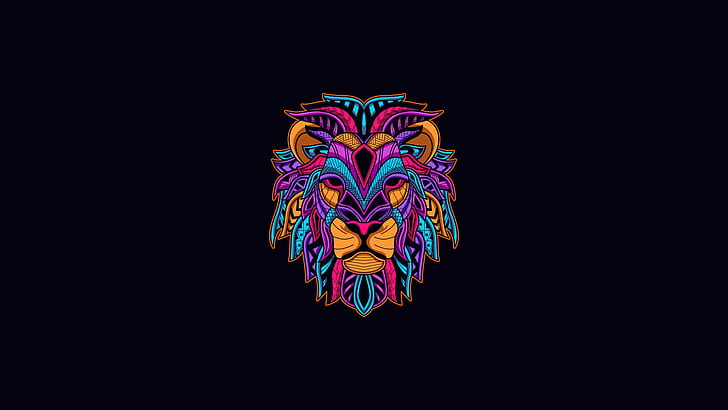 lion, minimalism, simple background, artwork, animals, HD wallpaper