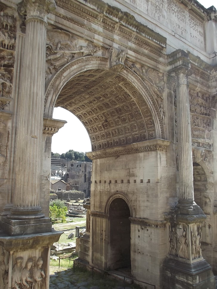 бежова бетонна арка архитектура, Рим, Италия, природа, HD тапет, тапет за телефон