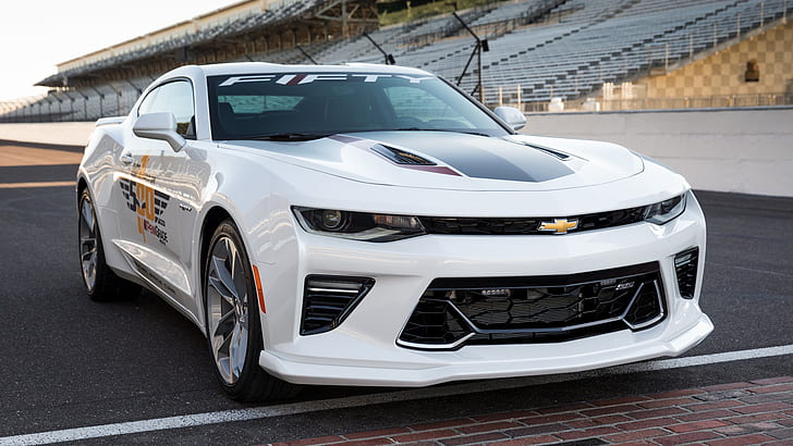Chevrolet, Chevrolet Camaro SS, Car, Indy 500, Muscle Car, Race Car, Racing, Safety Car, White Car, HD wallpaper