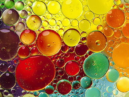 многоцветни мехурчета тапет, вода, мехурчета, блясък, масло, топка, въздух, HD тапет HD wallpaper