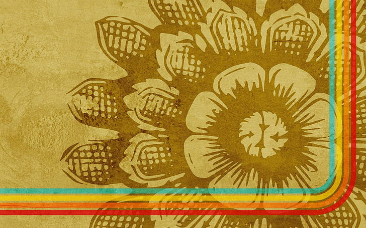 Floral design an old paper, brown-and-beige floral textile, digital art, 1920x1200, floral, paper, HD wallpaper