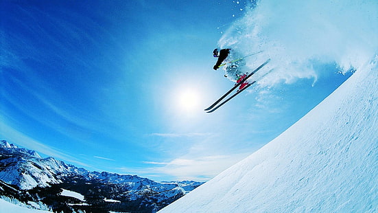 Зимние виды спорта Лыжи скоростной спуск HD, скоростной спуск, лыжи, лыжи, снег, зимний спорт, HD обои HD wallpaper