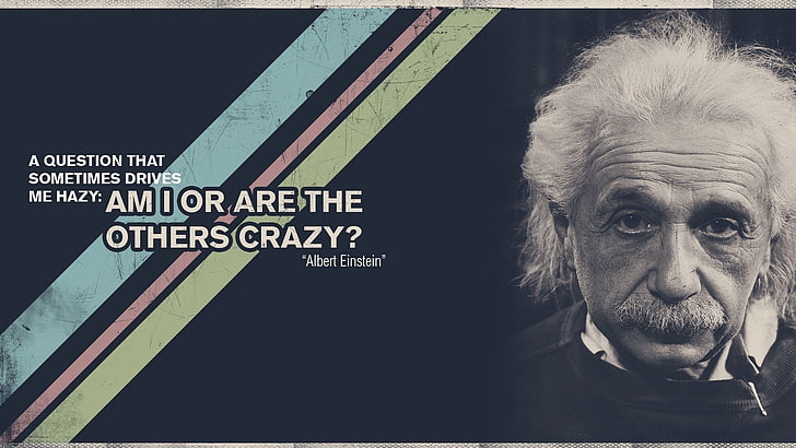 Albert Einstein with white text overlay, Misc, Quote, HD wallpaper