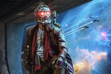 science-fiction, Gardiens de la Galaxie, artwork, Starlord, bleu, Fond d'écran HD HD wallpaper