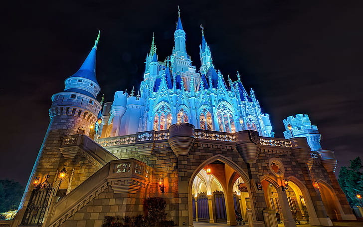 Château Disney la nuit, château de Disney, monde, 1920x1200, château, Disney, Disneyland, Fond d'écran HD