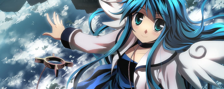 blue haired female anime character, anime girls, original characters, blue hair, long hair, anime, HD wallpaper