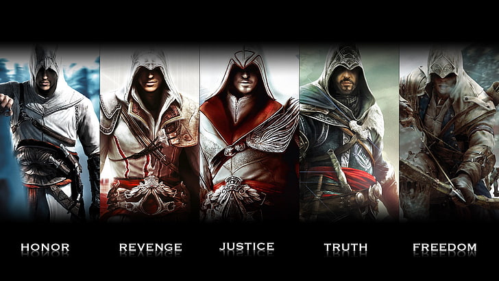 Assassin's Creed, Assassin's Creed: Bruderschaft, Assassin's Creed II, Assassin's Creed III, Assassin's Creed: Offenbarungen, HD-Hintergrundbild