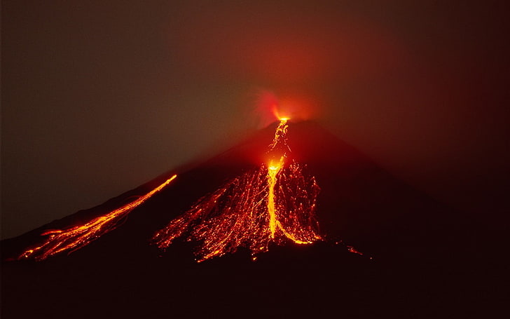 vulkan, natur, vulkan, utbrott, utbrott, vulkanutbrott, lava, HD tapet