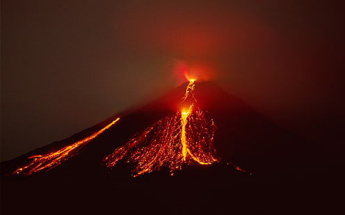 vulkan, natur, vulkan, utbrott, utbrott, vulkanutbrott, lava, HD tapet HD wallpaper
