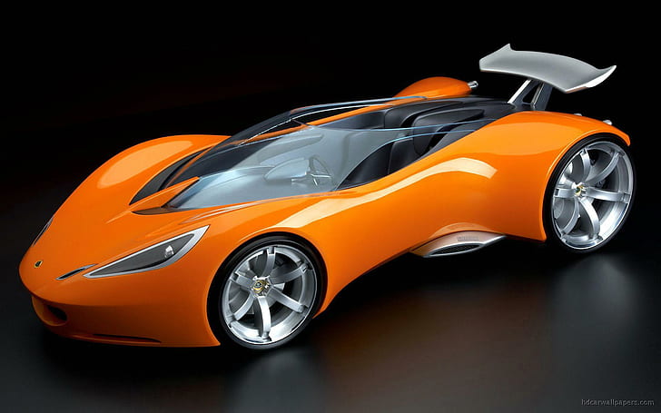 Lotus Hot Wheels Concept แนวคิดสปอร์ตคูเป้สีส้มและสีดำแนวคิดดอกบัวล้อรถยนต์, วอลล์เปเปอร์ HD
