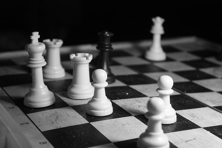 piezas de ajedrez blanco y negro, blanco, ajedrez, negro, Fondo de pantalla HD
