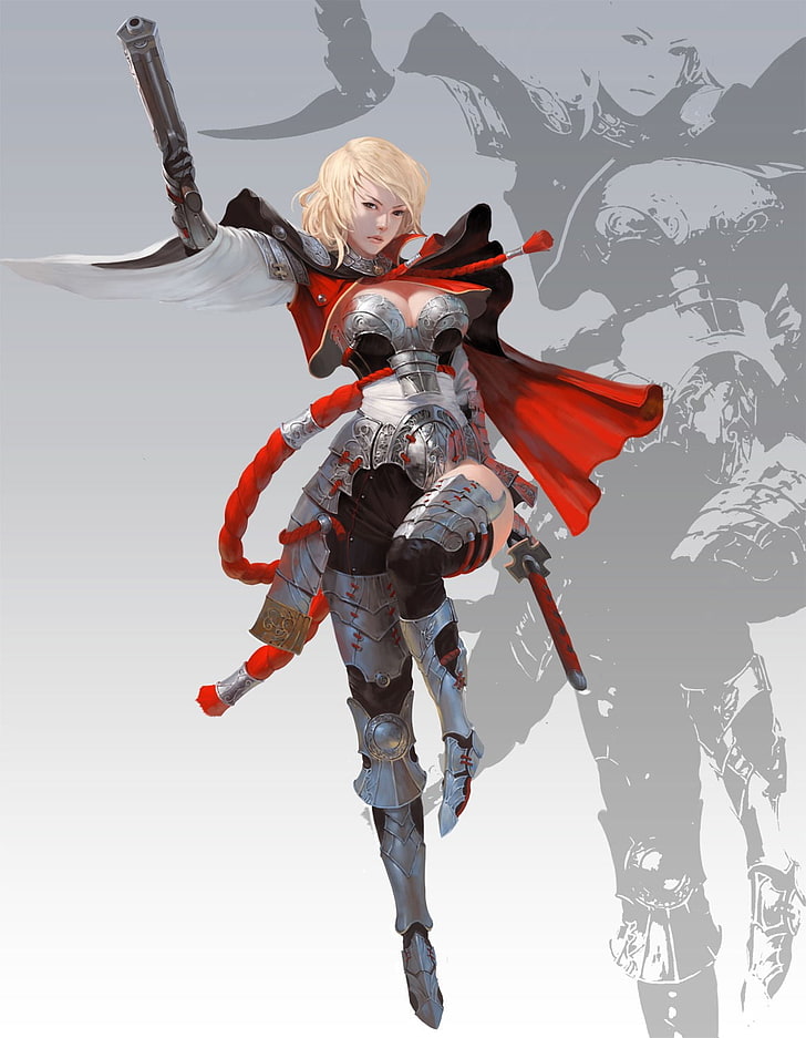 woman with sword wallpaper, anime girls, HD wallpaper