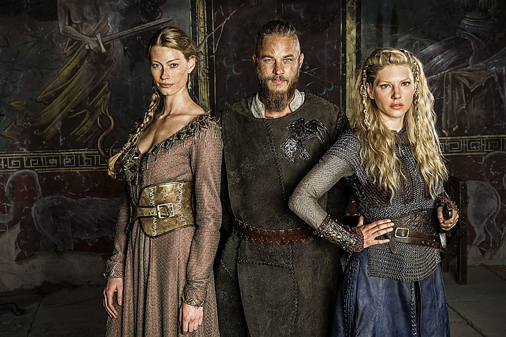 abito a maniche lunghe marrone da donna, Ragnar Lodbrok, Vikings (serie TV), Lagertha Lothbrok, Aslaug, TV, Sfondo HD
