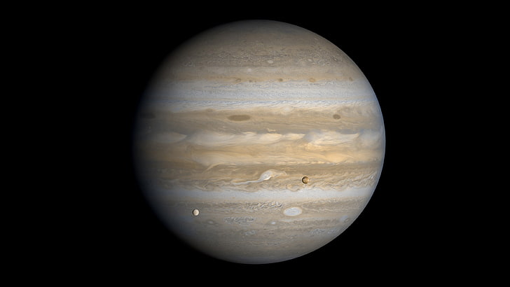 planeta marrón y gris, Júpiter, espacio, minimalismo, Fondo de pantalla HD