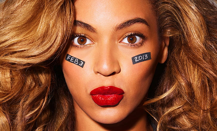 Beyonce, lips, hair, red lipstick, eyes, black, beauty, face, hair, singer, beautiful, lips, beyonce, HD wallpaper