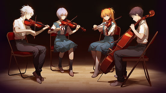 Evangelion, Neon Genesis Evangelion, อะนิเมะ, Asuka Langley Sohryu, Kaworu Nagisa, Rei Ayanami, Shinji Ikari, วอลล์เปเปอร์ HD HD wallpaper