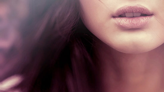 wanita, bibir berair, closeup, mulut terbuka, Wallpaper HD HD wallpaper
