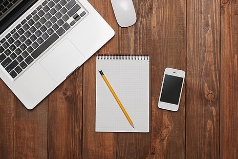 caderno espiral branco, mesa, trabalho, maçã, textura, bloco de notas, lápis, macbook, para fazer, laptop.telefone.caderno, HD papel de parede HD wallpaper