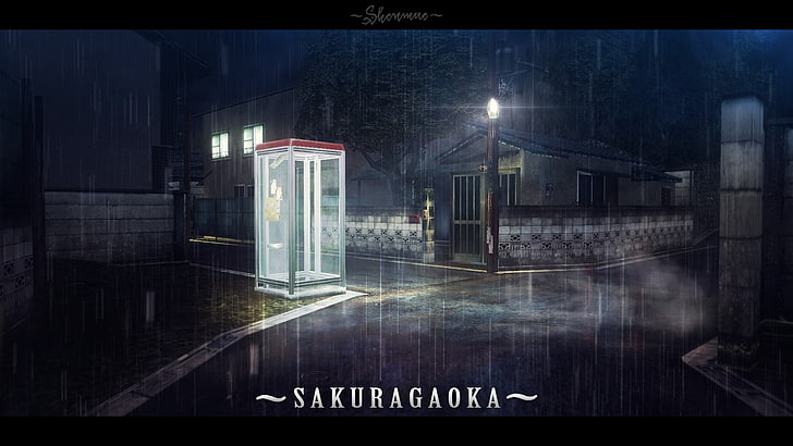 Sakuragaoka game digital wallpaper, shenmue, Sega, video games, phone box, rain, night, street light, HD wallpaper