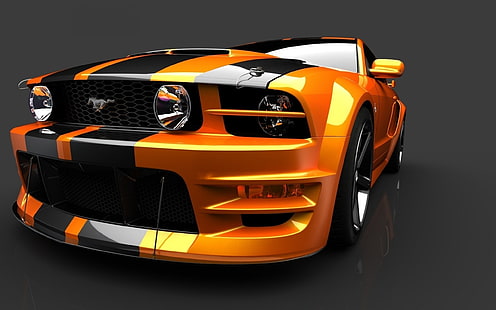 gelber und schwarzer Ford Mustang, Ford Mustang, Auto, HD-Hintergrundbild HD wallpaper