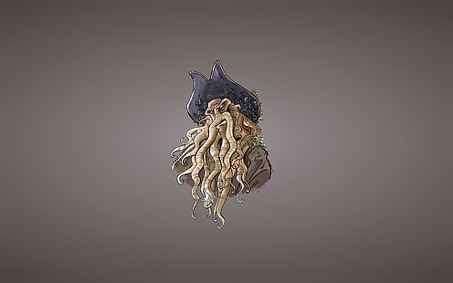 Тапет на Дейви Джоунс, минимализъм, шапка, октопод, Карибски пирати, Дейви Джоунс, HD тапет HD wallpaper