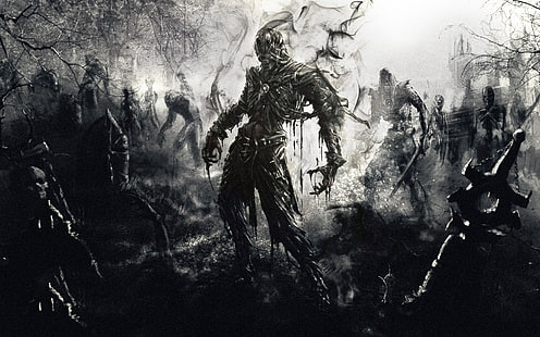 pintura digital monstruo, zombies, fantasía, arte, Fondo de pantalla HD HD wallpaper