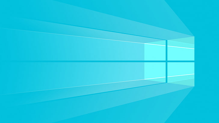 Windows 10, Microsoft Windows, cyan, window, cyan background, HD wallpaper