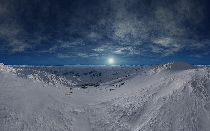заснежени планини, пейзаж, зима, сняг, природа, небе, HD тапет