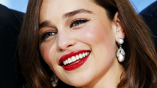 Emilia Clarke, skådespelerska, rött läppstift, kvinnor, HD tapet HD wallpaper