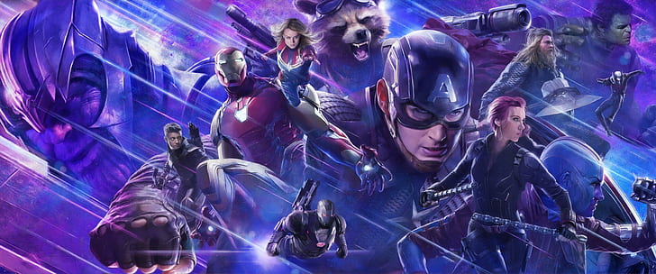 The Avengers, Ameisenmensch, Avengers EndGame, Schwarze Witwe, Captain America, Hawkeye, Hulk, Iron Man, Wunder-Comics, Nebel (Wunder-Comics), Raketenwaschbär, Thanos, Thor, Kriegsmaschine, HD-Hintergrundbild