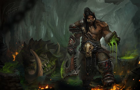 เกม, แฟนตาซี, ศิลปะ, World of Warcraft, Orc, Grommash Hellscream, Tien Can, วอลล์เปเปอร์ HD HD wallpaper