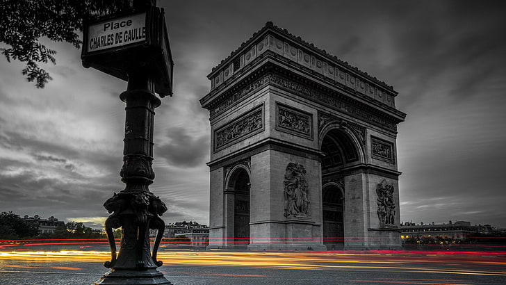 แหล่งดึงดูดนักท่องเที่ยว, ยุโรป, ฝรั่งเศส, ปารีส, การเปิดรับแสงเป็นเวลานาน, เส้นทางแสง, Arc de Triomphe, ประวัติศาสตร์, ประตูชัย, เมฆ, อนุสาวรีย์, สถานที่สำคัญ, ขาวดำ, การถ่ายภาพเปิดรับแสงเป็นเวลานาน, คอลัมน์, การถ่ายภาพ, สถาปัตยกรรม, ถ่ายภาพขาวดำ, โค้ง, ดำและขาว , ท้องฟ้า, วอลล์เปเปอร์ HD