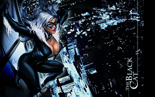 Black Cat Marvel Cleavage HD, komiks / komiks, czarny, kot, cud, dekolt, Tapety HD HD wallpaper