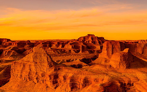 Gobi Wüste Sonnenuntergang-Windows 10 HD Wallpaper, braune Schlucht, HD-Hintergrundbild HD wallpaper