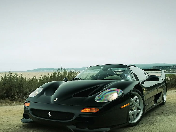 Ferrari F50 HD, auto convertible negro, autos, ferrari, f50, Fondo de pantalla HD