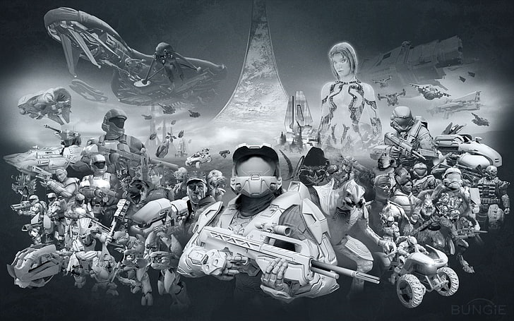 аниме герои дигитален тапет, Halo, Master Chief, Cortana, Bungie, видео игри, произведения на изкуството, Halo 2, Covenant, HD тапет