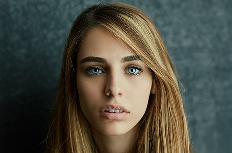 женщины, лицо, портрет, голубые глаза, блондинка, модель, HD обои HD wallpaper