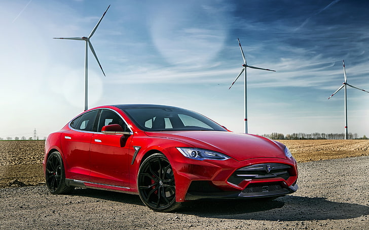 coche, coche eléctrico, Tesla S, Tesla Motors, rojo, coche deportivo, Fondo de pantalla HD