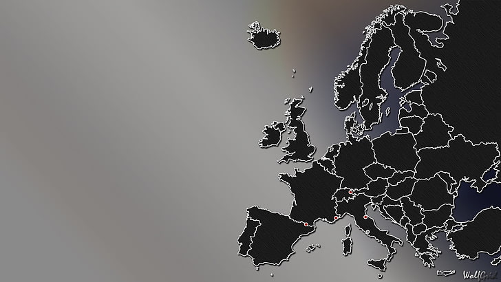 czarna mapa fototapeta cyfrowa, mapa, Europa, kraje, Tapety HD
