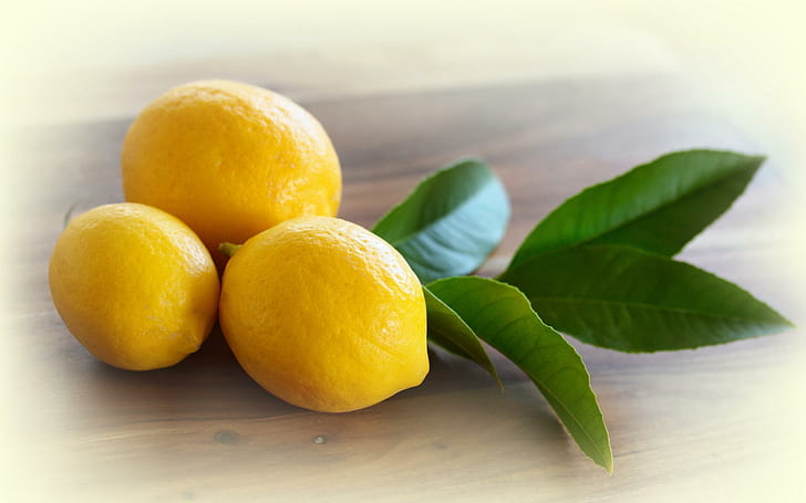 Lemons, three yellow citrus round fruits, photography, 2560x1600, lemon, HD wallpaper