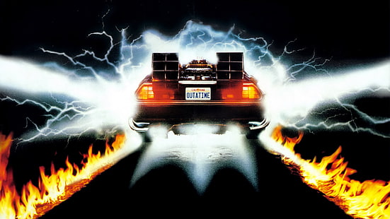 วอลล์เปเปอร์ดิจิตอลรถสีดำ Back to the Future, ภาพยนตร์, DeLorean, ศิลปะดิจิทัล, รถยนต์, DMC, วอลล์เปเปอร์ HD HD wallpaper