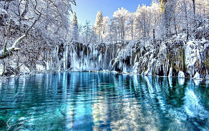 지구, 겨울, 감기, 숲, HDR, 얼음, 호수, 눈, HD 배경 화면